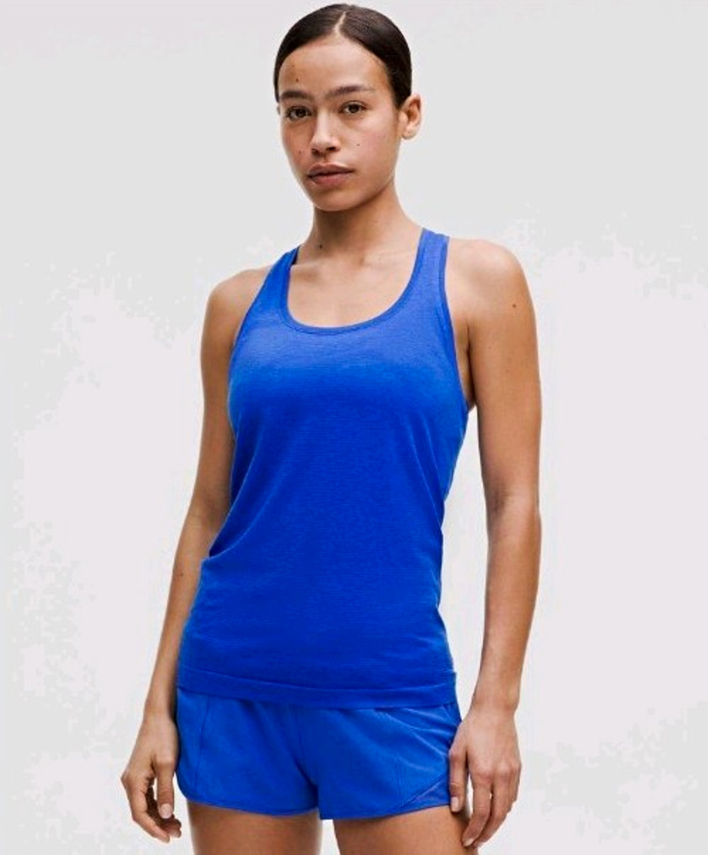 Lululemon Swiftly Tech Racerback Tank Top 2.0 Waist Length Cerulean Blue Size 8